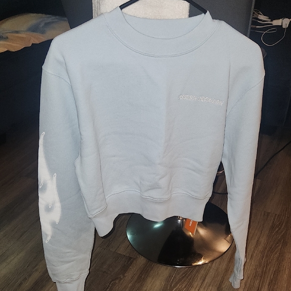 Heron Preston Tops - Heron Preston Sky Blue Cropped Sweatshirt